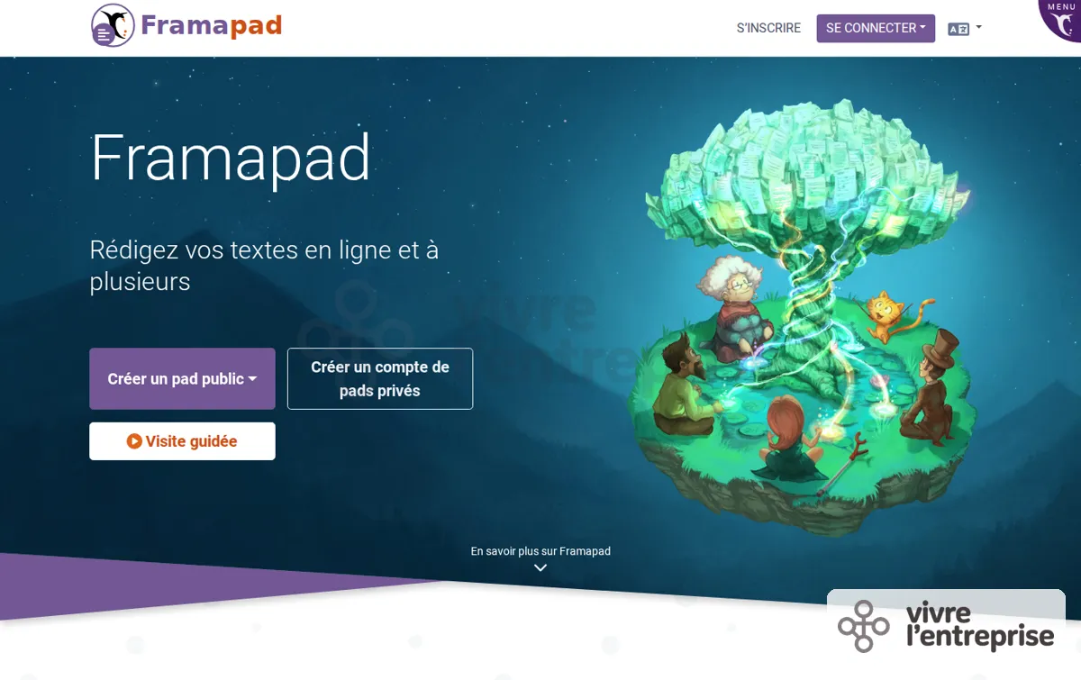 Capture : Framapad - Éditeur de texte collaboratif